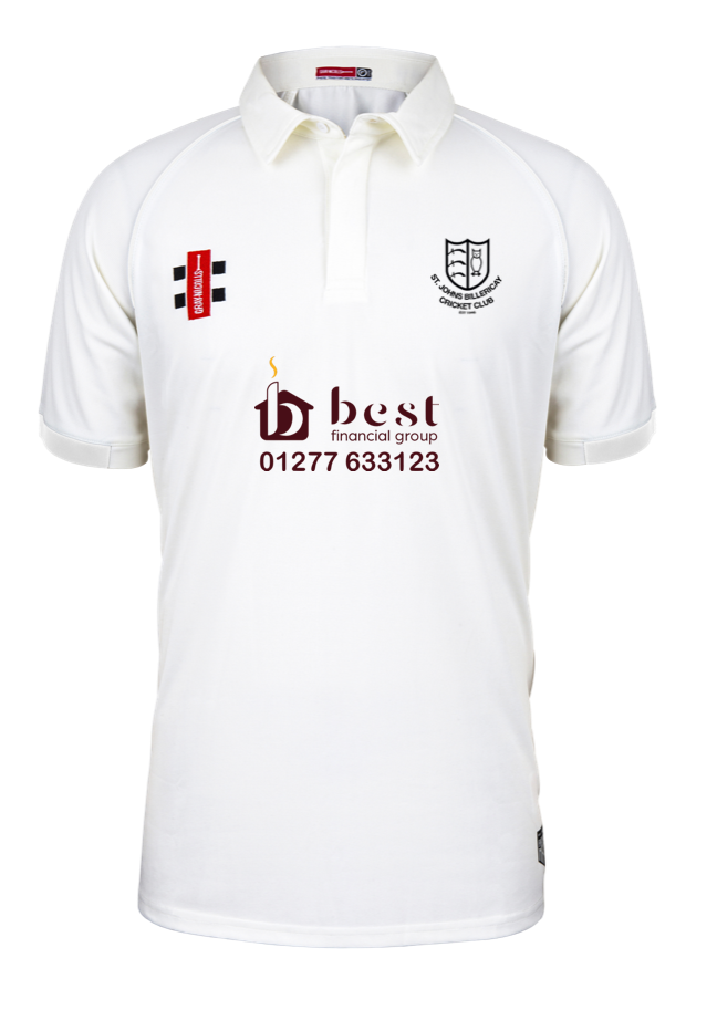 ST JOHNS BILLERICAY CC JUNIOR MATRIX SS CRICKET SHIRT IVORY