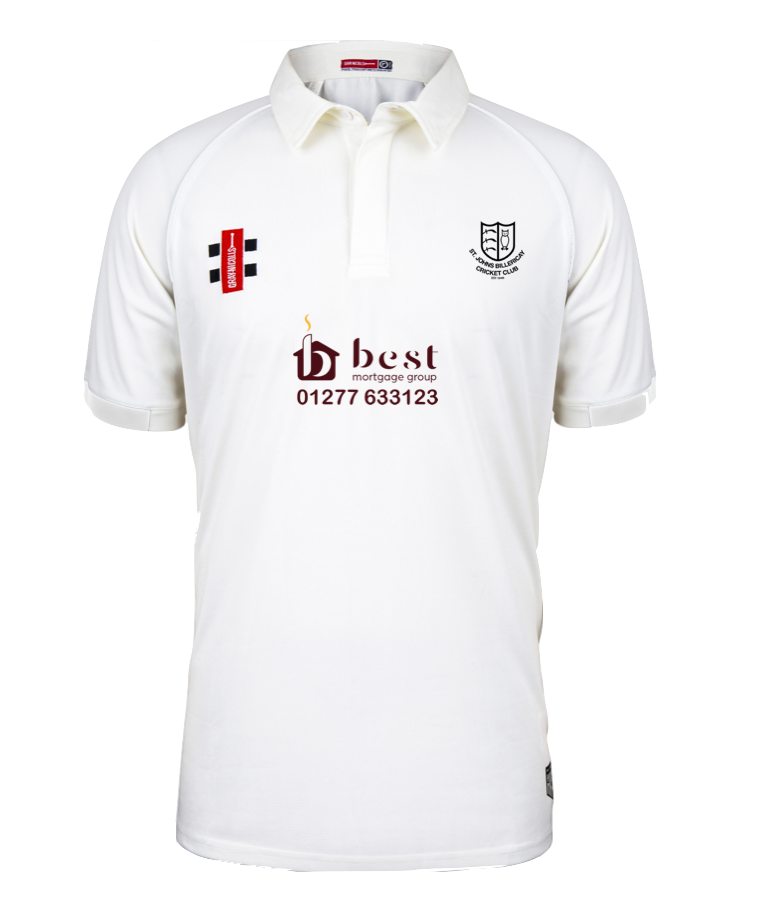 ST JOHNS BILLERICAY CC SENIOR MATRIX SS CRICKET SHIRT IVORY