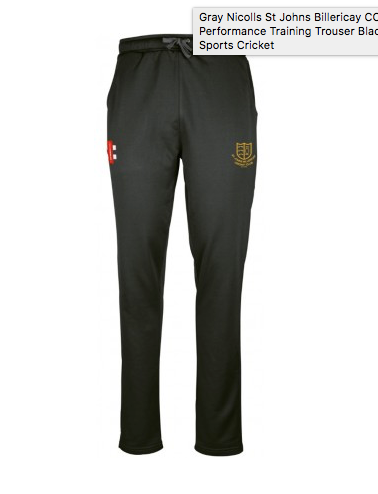 ST JOHNS BILLERICAY CC PRO PERFORMANCE TRAINING TROUSER BLACK