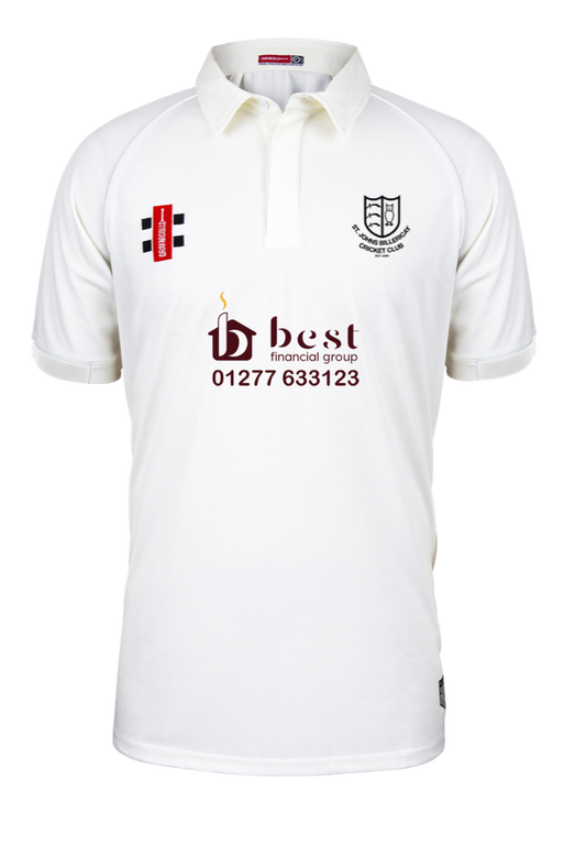 ST JOHNS BILLERICAY CC SENIOR MATRIX SS CRICKET SHIRT IVORY