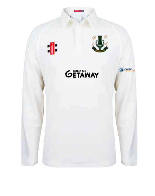 GRAY NICOLLS WOODFORD GREEN SENIOR MATRIX V2 LS CRICKET SHIRT