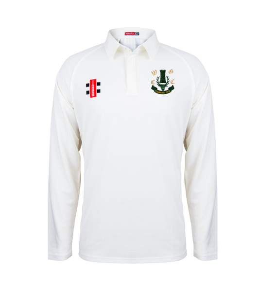 GRAY NICOLLS WOODFORD GREEN SENIOR MATRIX V2 LS CRICKET SHIRT