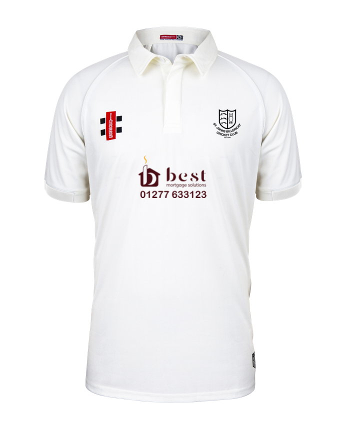 ST JOHNS BILLERICAY CC JUNIOR MATRIX SS CRICKET SHIRT IVORY