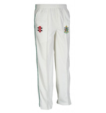 BENFLEET CC SENIOR MATRIX CRICKET TROUSERS GREEN TRIM